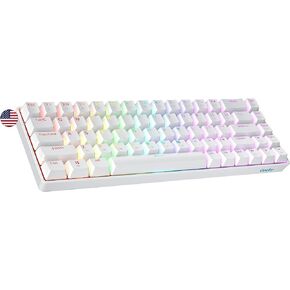 GK65 65% | Hot Swappable Mechanical Gaming Keyboard | 68 Keys Multi Color RGB LED Backlit for PC/Mac Gamer | ANSI US American Layout (White, Mechanical Speed Yellow)