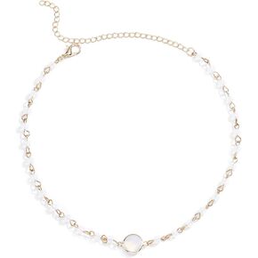 Olbye Tiny Rainbow Moonstone Necklace Choker Minimalist Gold Necklace for Women and Girls CZ Necklace Everyday Jewelry