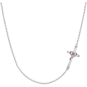 Cross 925 Sterling Silver Cubic Zirconia Necklace for Women with Chain Toggle Clasp Pendant First Communion Gifts for Girls Faith Hope Believe Pendant Necklace Religious Jewelry for Teen