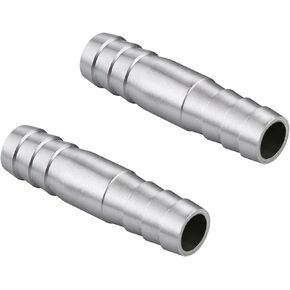 Stainless Steel 3/4" to 3/4" Hose Barb Fittings Splicer Mender Round Union Coupler Adapter Splicer Mender Union Air Water Fuel (Pack of 2)