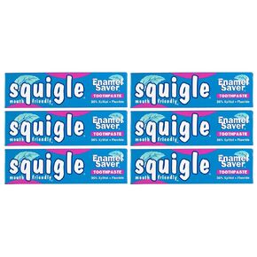 Squigle Enamel Saver Toothpaste (Canker Sore Prevention & Treatment) Prevents Cavities, Perioral Dermatitis, Bad Breath, Chapped Lips - 6 Pack