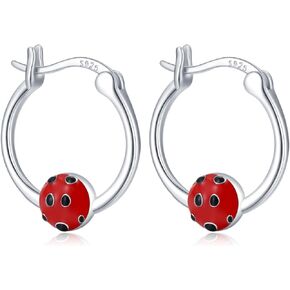 Ladybug Earrings for Women 925 Sterling Silver Ladybug Hoop Earrings Ladybug Jewelry Gifts for Girls Girlfriend Mom