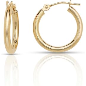 Olivia's Collection 14k Yellow Gold Bright Polished Hoop Earrings (12-50x2.0mm), Piercing to Lobe, Upper-Lobe for a Woman, Man, or Teens