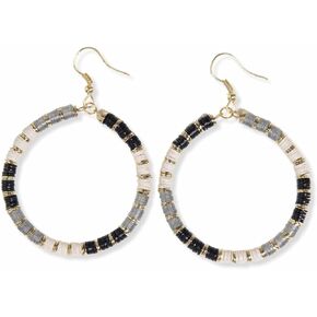 INK+ALLOY Boho Sequin Hoops for Women and Girls, Fonda Front Facing Large Hoop Earrings, Handmade Jewelry for the Modern Bohemian, 2.5-Inch