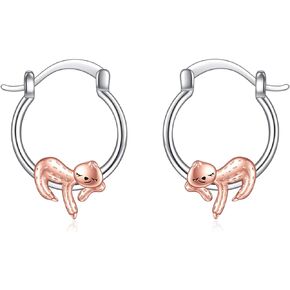 Animal Earrings for Women Girls Cute Sloth/Fox Earrings Huggie Hoop Earrings for Sensitive Ears Animal Jewelry Gifts for Women Girls Daughter