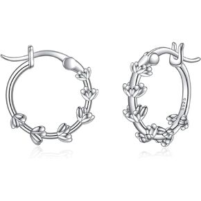 Hoop Earrings with Lavender Hoop Earrings for Women 925 Sterling Silver Hoop Earrings the Gift of Love Jewelry