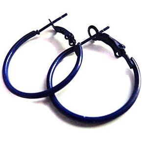 Navy Blue Hoop Earrings Simple Thin Hoop Earrings 2 Inch Color Hoop Earrings