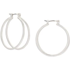 Modern Open Hoop Earring, Silver, One Size