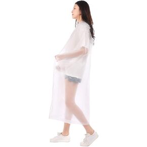Disposable Rain Ponchos for Adults, Pack of 5, 0.035mm Waterproof PE Plastic, Extra Large, Red, Blue, Clear