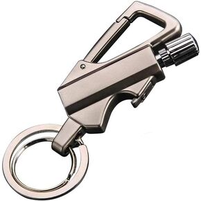 Permanent Metal Lighter, Lighter Keychain Outdoor, Emergency Survival Gear with Flint Metal Matchstick Fire Starter Kerosene Refillable Lighter
