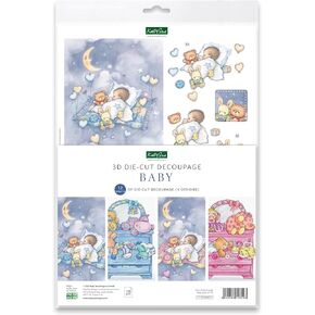 Katy Sue Designs Baby 3D Die-Cut Decoupage Sheets for Card Making. A Pack of 12 Sheets of New Baby, Baby Shower, and Christening-Themed Die Cuts for Card Making Supplies & Scrapbooking
