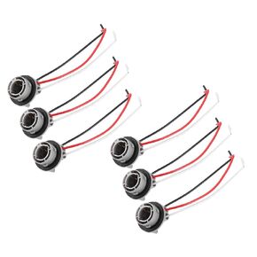 1157 7528 BAY15D Wiring Harness Sockets for Turn Signal Brake Tail Light Cable Harness Connector Adapter (Set of 6)