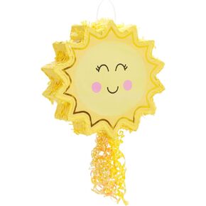 BLUE PANDA Pull String Sun Pinata for Sunshine Party Decorations, Birthday, Baby Shower (Small, 14 x 13 x 3 Inches)