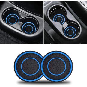 cueclue 2 PCS Car Coasters, Non-Slip Dust Pads, 2.75 in, Rubber Coasters, Internal Accessories of Car, Suitable for Most Cars (Blue)
