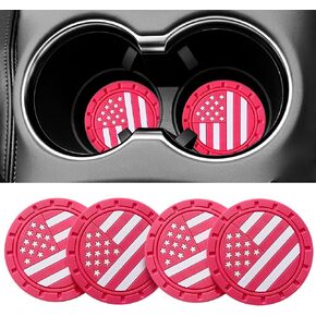 Car Cup Holder Coasters, American Flag US Flag Insert Car Cup Coaster, 2.75 Inch Car Cup Holder Coasters, Vehicle Interior Decor Accessories, 4PCS (Black)