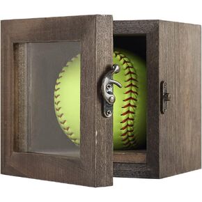 Freezing point 9" Baseball 12" Softball Display Case for Balls Homerun Shadow Box Frame Wall Mount Small Stand Holder Cubes Memorabilia Clear Sport Collectibles Single Gifts for Boys BQ Dark Brown 1