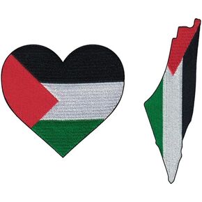 2PC Palestine (Heart & Country) Embroidered Applique Patch Iron On Sew On - Backpacks, Clothing, Jeans, Hats