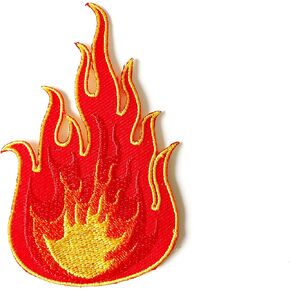 TH Red Flame Fire Burn Logo Biker Motorcycle Jacket Vest Sew on Iron on Embroidered Applique Patch