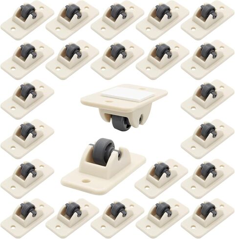 Luomorgo 24 Pcs Mini Self Adhesive Caster Wheels Non Swivel Caster, Self Fixed Wheels Paste Plastic Wheel Sticky Caster Wheels for Storage Box Trash Can Cabinet Drawer Moving Carton in Saudi Arabia