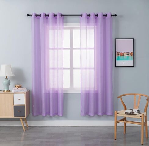 WPM White Sheer Window Curtain Panels for Bedroom, Kitchen, Kids Room- Solid Semi Voile Drapes Grommet Living Room Panels. Set of 2 (White, 54W X 84L) in Saudi Arabia