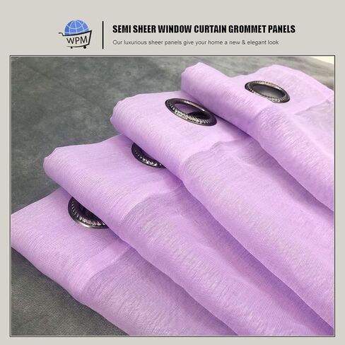 WPM White Sheer Window Curtain Panels for Bedroom, Kitchen, Kids Room- Solid Semi Voile Drapes Grommet Living Room Panels. Set of 2 (White, 54W X 84L) in Saudi Arabia