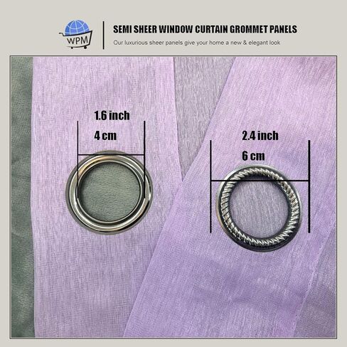 WPM White Sheer Window Curtain Panels for Bedroom, Kitchen, Kids Room- Solid Semi Voile Drapes Grommet Living Room Panels. Set of 2 (White, 54W X 84L) in Saudi Arabia
