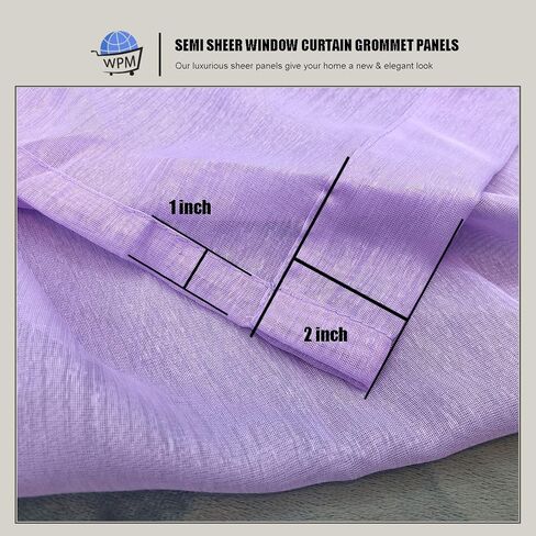WPM White Sheer Window Curtain Panels for Bedroom, Kitchen, Kids Room- Solid Semi Voile Drapes Grommet Living Room Panels. Set of 2 (White, 54W X 84L) in Saudi Arabia