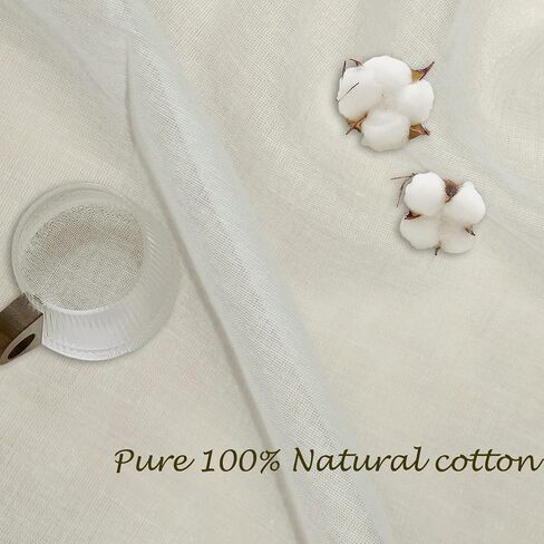 White Cotton Curtains 84 Inch Length for Living Room, Rod Pocket Soft Touch Cotton Light Filtering Voile Sheer Curtain for Bedroom - 60 x 84 Inch - White - Set of 2 in Kuwait