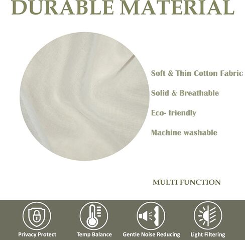 White Cotton Curtains 84 Inch Length for Living Room, Rod Pocket Soft Touch Cotton Light Filtering Voile Sheer Curtain for Bedroom - 60 x 84 Inch - White - Set of 2 in Kuwait