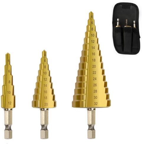 Zhushan 5pcs Step Drill Bit Set,High Speed Step Drill Bit, HSS Cobalt Multiple Hole 50 Sizes Titanium Step Drill Bit with Aluminum Case in Saudi Arabia