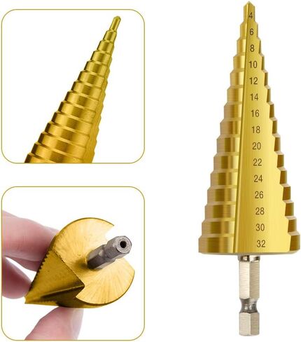 Zhushan 5pcs Step Drill Bit Set,High Speed Step Drill Bit, HSS Cobalt Multiple Hole 50 Sizes Titanium Step Drill Bit with Aluminum Case in Saudi Arabia