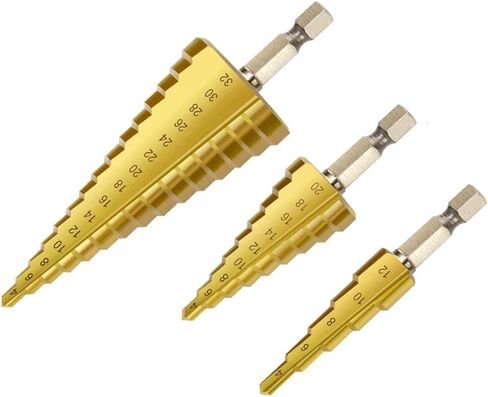 Zhushan 5pcs Step Drill Bit Set,High Speed Step Drill Bit, HSS Cobalt Multiple Hole 50 Sizes Titanium Step Drill Bit with Aluminum Case in Saudi Arabia