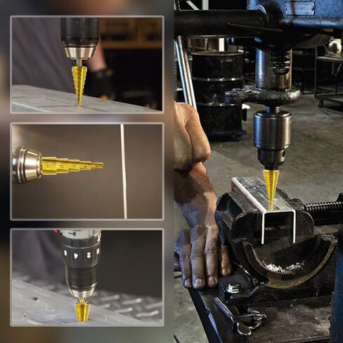 Zhushan 5pcs Step Drill Bit Set,High Speed Step Drill Bit, HSS Cobalt Multiple Hole 50 Sizes Titanium Step Drill Bit with Aluminum Case in Saudi Arabia