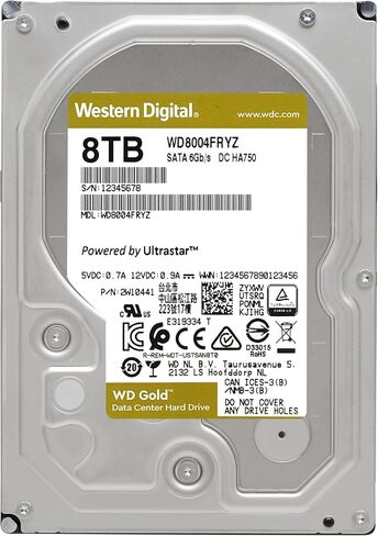 محرك الأقراص الصلبة الداخلي ويسترن ديجيتال 8 تيرابايت WD Gold Enterprise Class - فئة 7200 دورة في الدقيقة، SATA 6 جيجابايت/ثانية، ذاكرة تخزين مؤقت 256 ميجابايت، 3.5 بوصة - WD8005FRYZ in Saudi Arabia