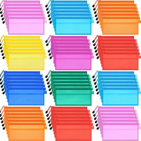 80 قطعة من البلاستيك المقاوم للماء بطبقة مزدوجة بسحاب مقاس 9 × 4-1/2 بوصة، أكياس ملفات الفاتورة، حقيبة فاتورة، حقيبة تخزين أقلام الرصاص، حقيبة مستحضرات تجميل متعددة الأغراض، حقيبة أدوات الزينة للسفر والمدرسة، 8 ألوان in Kuwait