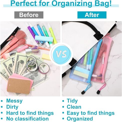 80 قطعة من البلاستيك المقاوم للماء بطبقة مزدوجة بسحاب مقاس 9 × 4-1/2 بوصة، أكياس ملفات الفاتورة، حقيبة فاتورة، حقيبة تخزين أقلام الرصاص، حقيبة مستحضرات تجميل متعددة الأغراض، حقيبة أدوات الزينة للسفر والمدرسة، 8 ألوان in Kuwait