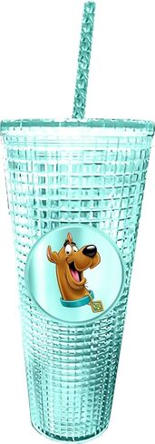 Spoontiques - Diamond Tumbler - Textured Cup with Straw - Double Wall Insulated and BPA Free - Charlie Brown & Snoopy - Yellow - 20 oz in Saudi Arabia
