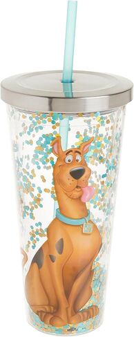 Spoontiques - Diamond Tumbler - Textured Cup with Straw - Double Wall Insulated and BPA Free - Charlie Brown & Snoopy - Yellow - 20 oz in Saudi Arabia