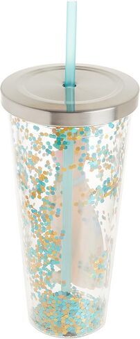 Spoontiques - Diamond Tumbler - Textured Cup with Straw - Double Wall Insulated and BPA Free - Charlie Brown & Snoopy - Yellow - 20 oz in Saudi Arabia