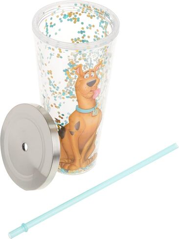Spoontiques - Diamond Tumbler - Textured Cup with Straw - Double Wall Insulated and BPA Free - Charlie Brown & Snoopy - Yellow - 20 oz in Saudi Arabia