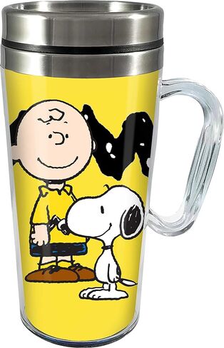 Spoontiques - Diamond Tumbler - Textured Cup with Straw - Double Wall Insulated and BPA Free - Charlie Brown & Snoopy - Yellow - 20 oz in Saudi Arabia