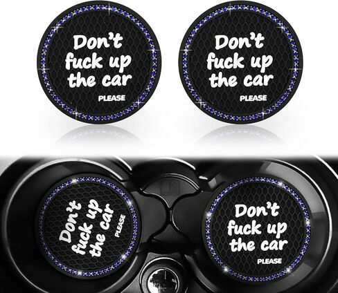 2 PCS Bling Car Cup Coaster, 2.75 Inch Crystal Rhinestone Cup Holder Coaster, Universal Anti Slip Shockproof Coasters Insert Cup Mat for Most Cars (Black & Blue) in Saudi Arabia