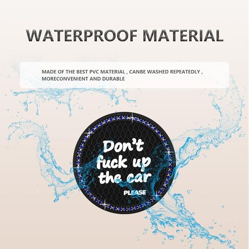 2 PCS Bling Car Cup Coaster, 2.75 Inch Crystal Rhinestone Cup Holder Coaster, Universal Anti Slip Shockproof Coasters Insert Cup Mat for Most Cars (Black & Blue) in Saudi Arabia