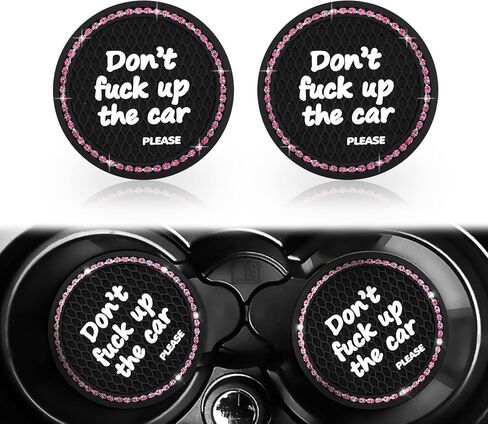 2 PCS Bling Car Cup Coaster, 2.75 Inch Crystal Rhinestone Cup Holder Coaster, Universal Anti Slip Shockproof Coasters Insert Cup Mat for Most Cars (Black & Blue) in Saudi Arabia