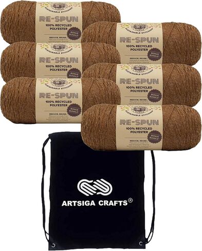 Lion Brand Re Spun Parchment 126-099 (3-Skeins - Same Dye Lot) Worsted Medium #4 Polyester Yarn for Crocheting and Knitting with Project Bag in Saudi Arabia
