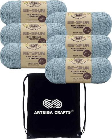 Lion Brand Re Spun Parchment 126-099 (3-Skeins - Same Dye Lot) Worsted Medium #4 Polyester Yarn for Crocheting and Knitting with Project Bag in Saudi Arabia