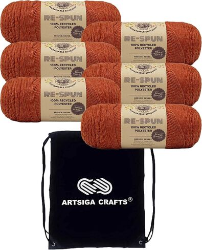 Lion Brand Re Spun Parchment 126-099 (3-Skeins - Same Dye Lot) Worsted Medium #4 Polyester Yarn for Crocheting and Knitting with Project Bag in Saudi Arabia