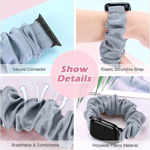 متوافق مع سوار ساعة Apple Scrunchie 49 مم 45 مم 44 مم 42 مم 41 مم 40 مم 38 مم، نسيج مرن ناعم مطبوع بديل لأساور المعصم للنساء والفتيات لـ iWatch Ultra/Ultra 2 Series 9/8/7/6/5/4/3/2/1/ SE in Kuwait