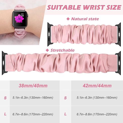 متوافق مع سوار ساعة Apple Scrunchie 49 مم 45 مم 44 مم 42 مم 41 مم 40 مم 38 مم، نسيج مرن ناعم مطبوع بديل لأساور المعصم للنساء والفتيات لـ iWatch Ultra/Ultra 2 Series 9/8/7/6/5/4/3/2/1/ SE in Kuwait