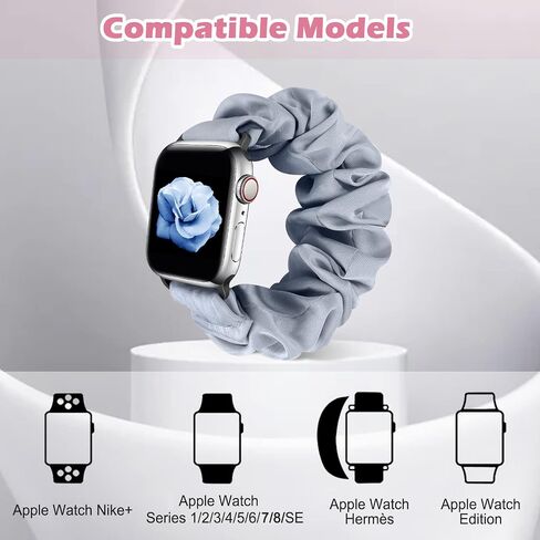 متوافق مع سوار ساعة Apple Scrunchie 49 مم 45 مم 44 مم 42 مم 41 مم 40 مم 38 مم، نسيج مرن ناعم مطبوع بديل لأساور المعصم للنساء والفتيات لـ iWatch Ultra/Ultra 2 Series 9/8/7/6/5/4/3/2/1/ SE in Kuwait